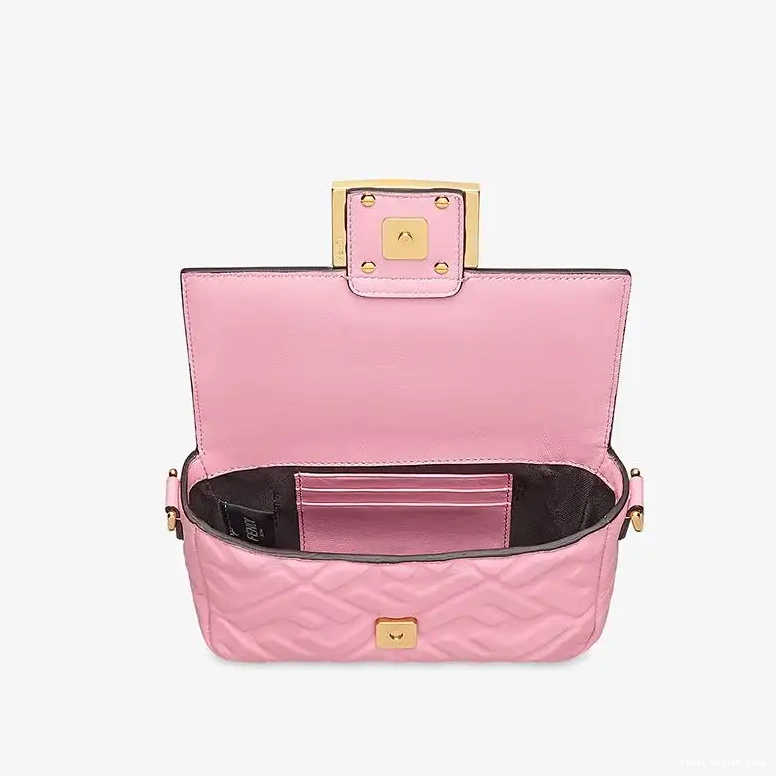 Affordable Motif Baguette Fendi Leather In Mini FF Pink Bag Nappa 0407
